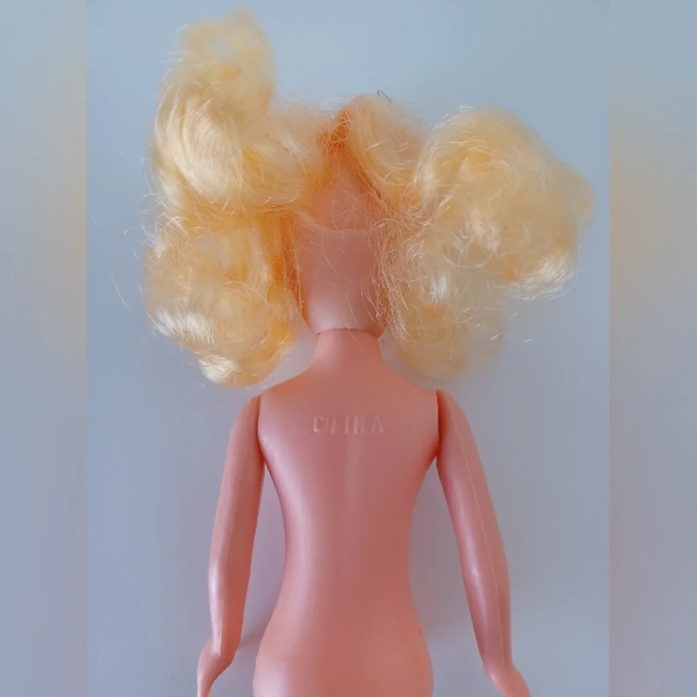 Vintage Blonde Doll Cake Topper Pick Blue Eyes Off Brand Retro Craft Decor